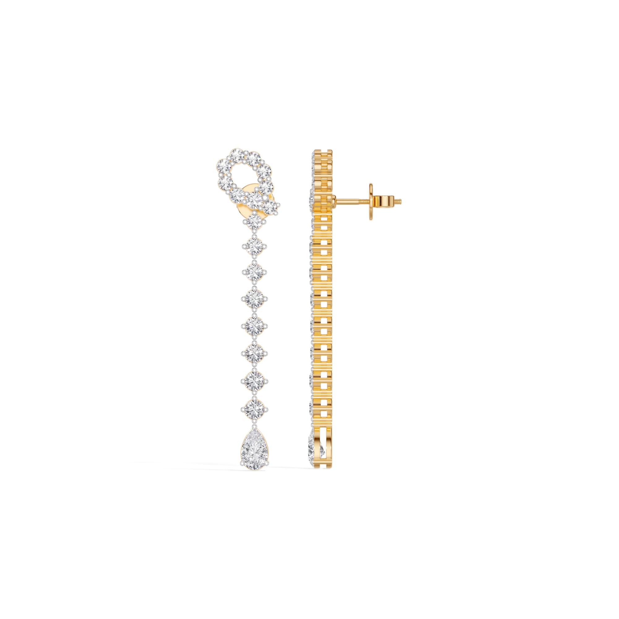 Yellow Gold 2 50Ct Halo Drop Pear Lab Grown Diamond Zorixa Earring