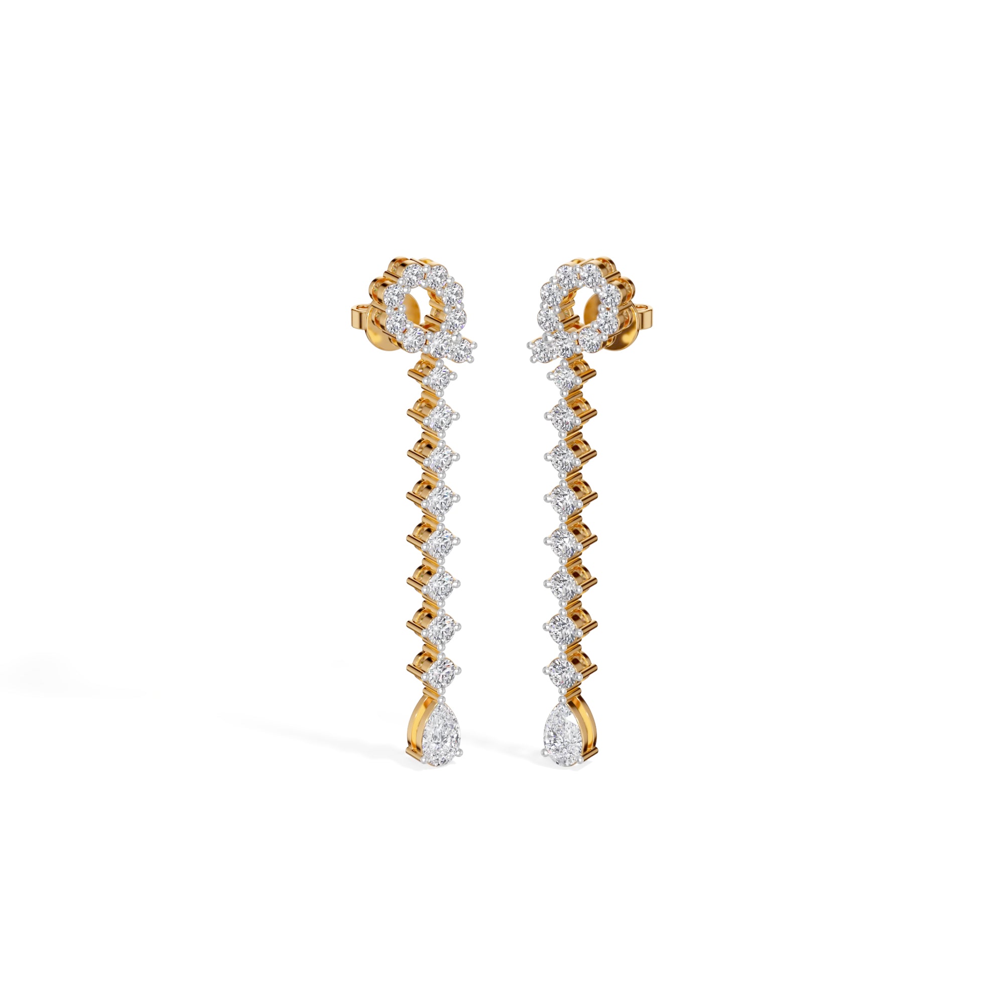 Yellow Gold 2 50Ct Halo Drop Pear Lab Grown Diamond Zorixa Earring