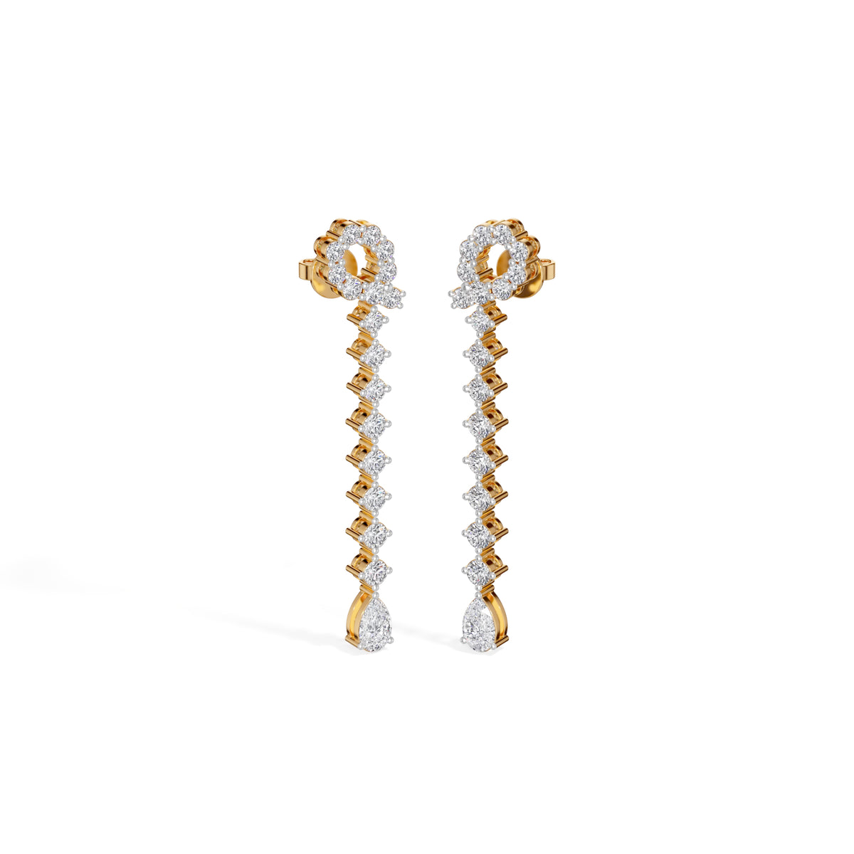 Yellow Gold 2 50Ct Halo Drop Pear Lab Grown Diamond Zorixa Earring