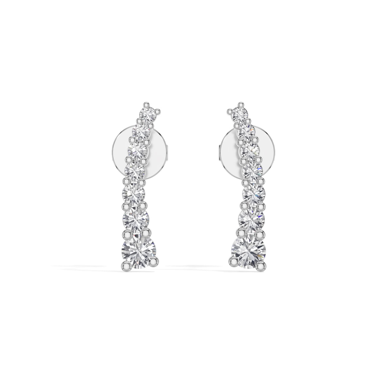 White Gold Graduated Line Round Lab Grown Diamond Xorina Earring
