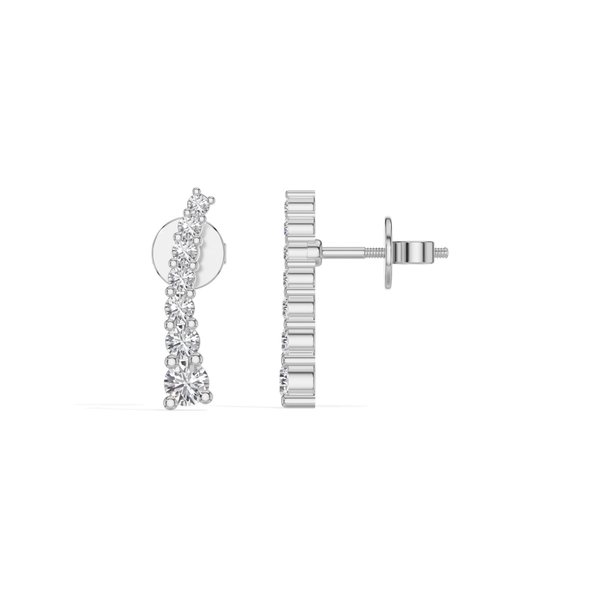White Gold Graduated Line Round Lab Grown Diamond Xorina Earring