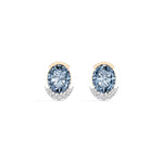 Rose Gold 3 50Ct Halo Blue Stone Oval Stud Lab Grown Diamond Quivra Earring