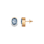 Rose Gold 3 50Ct Halo Blue Stone Oval Stud Lab Grown Diamond Quivra Earring