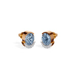 Rose Gold 3 50Ct Halo Blue Stone Oval Stud Lab Grown Diamond Quivra Earring
