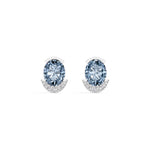 White Gold 3 50Ct Halo Blue Stone Oval Stud Lab Grown Diamond Quivra Earring