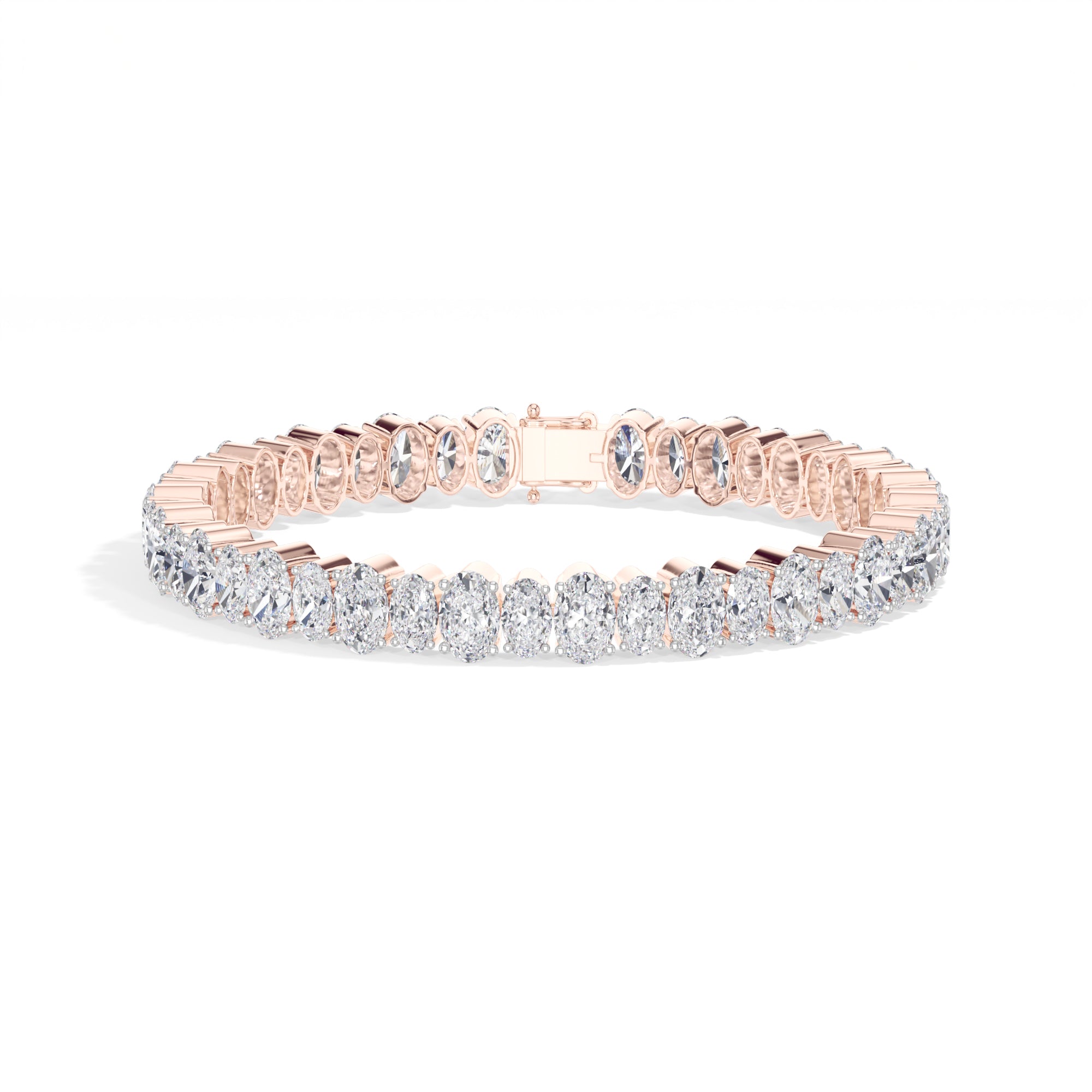 Rose Gold 21 50Ct Tennis Classic Oval Lab Grown Diamond Lorixa Bracelet