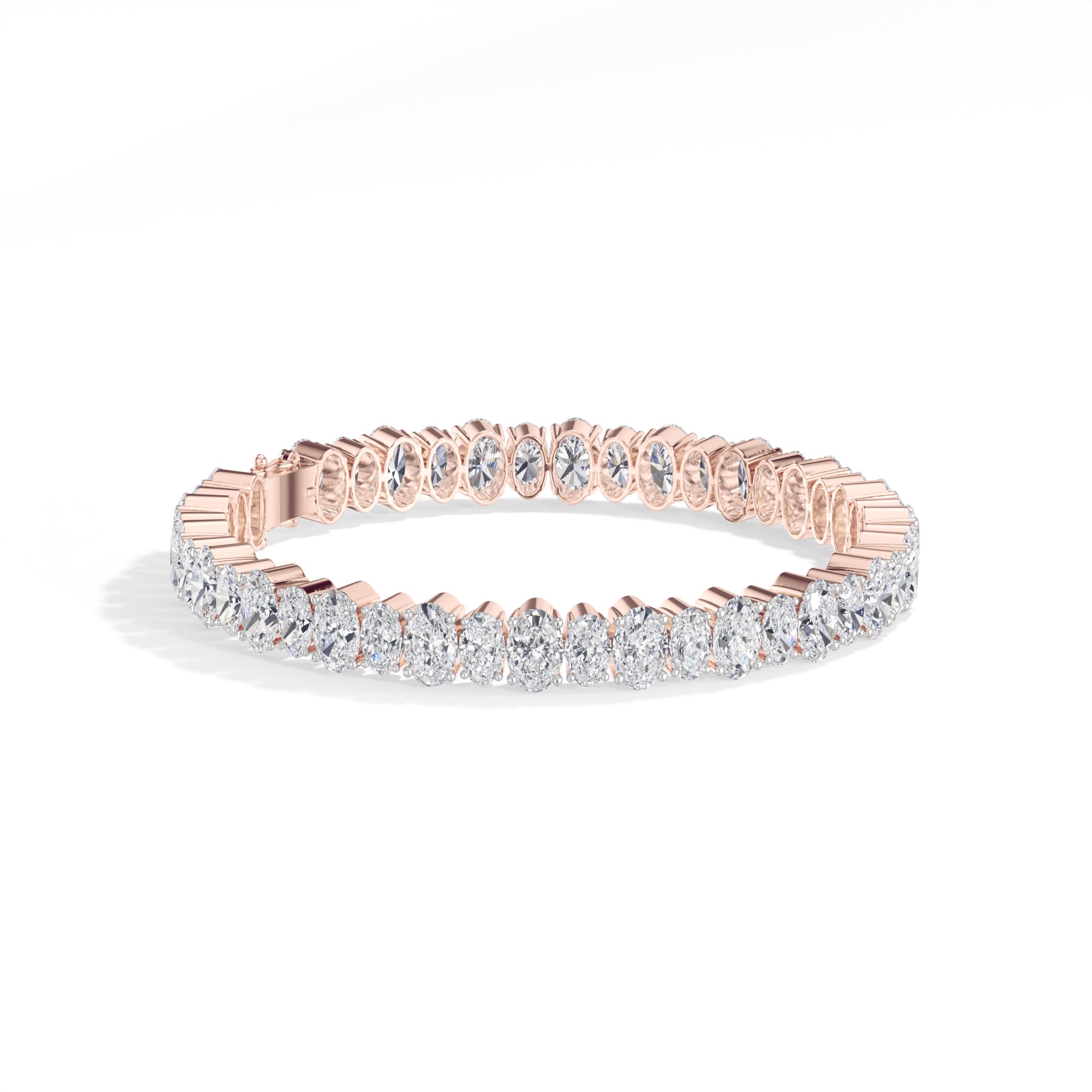Rose Gold 21 50Ct Tennis Classic Oval Lab Grown Diamond Lorixa Bracelet