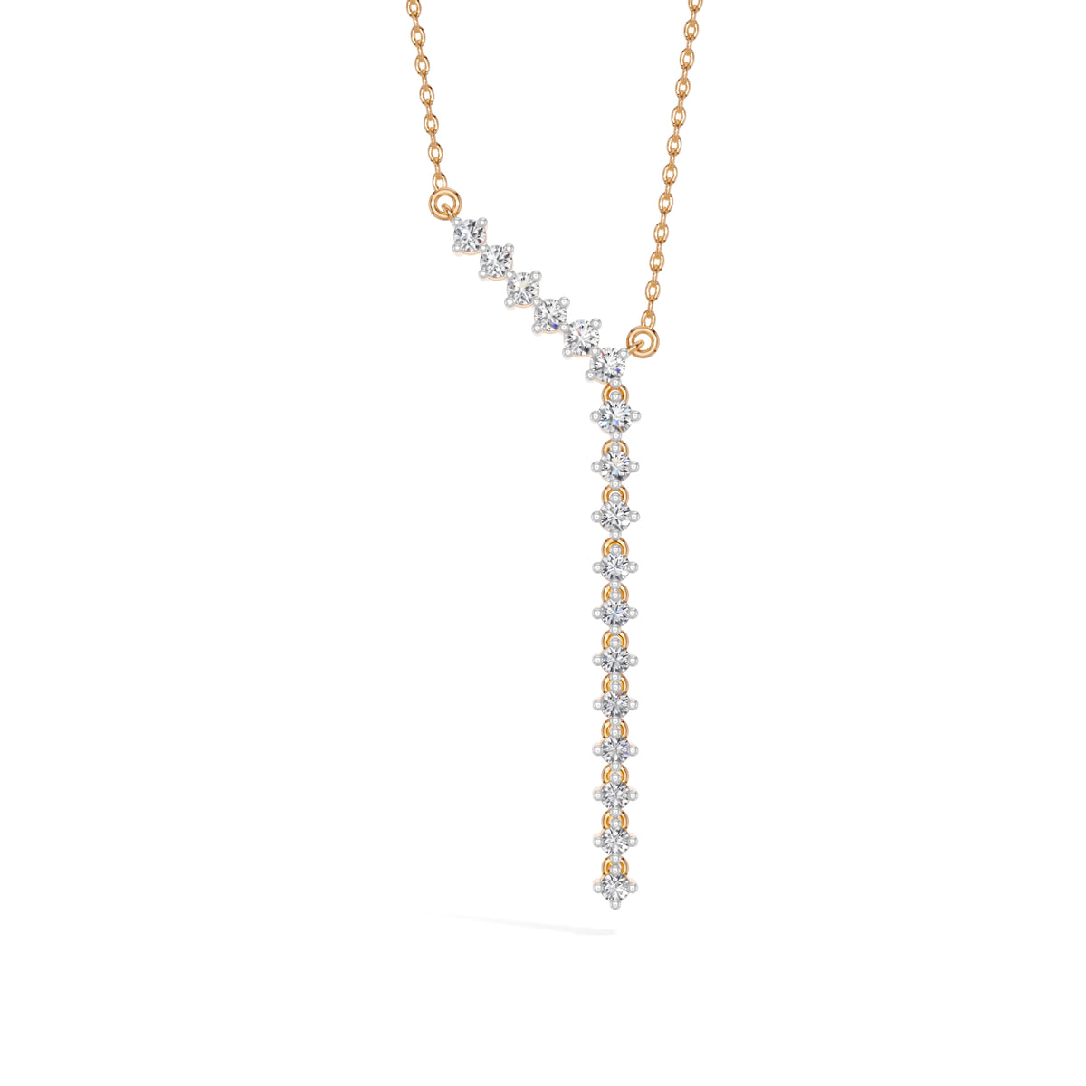 Rose Gold Linear Drop Round Lab Grown Diamond Velrix Pendant