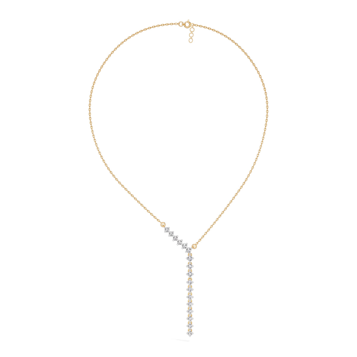Yellow Gold Linear Drop Round Lab Grown Diamond Velrix Pendant
