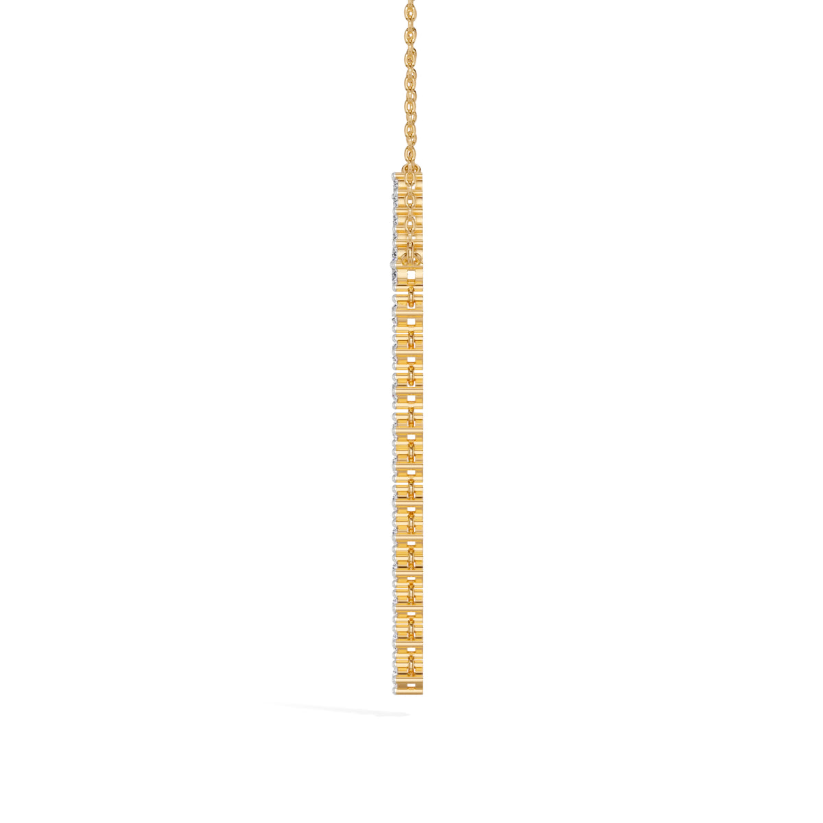 Yellow Gold Linear Drop Round Lab Grown Diamond Velrix Pendant