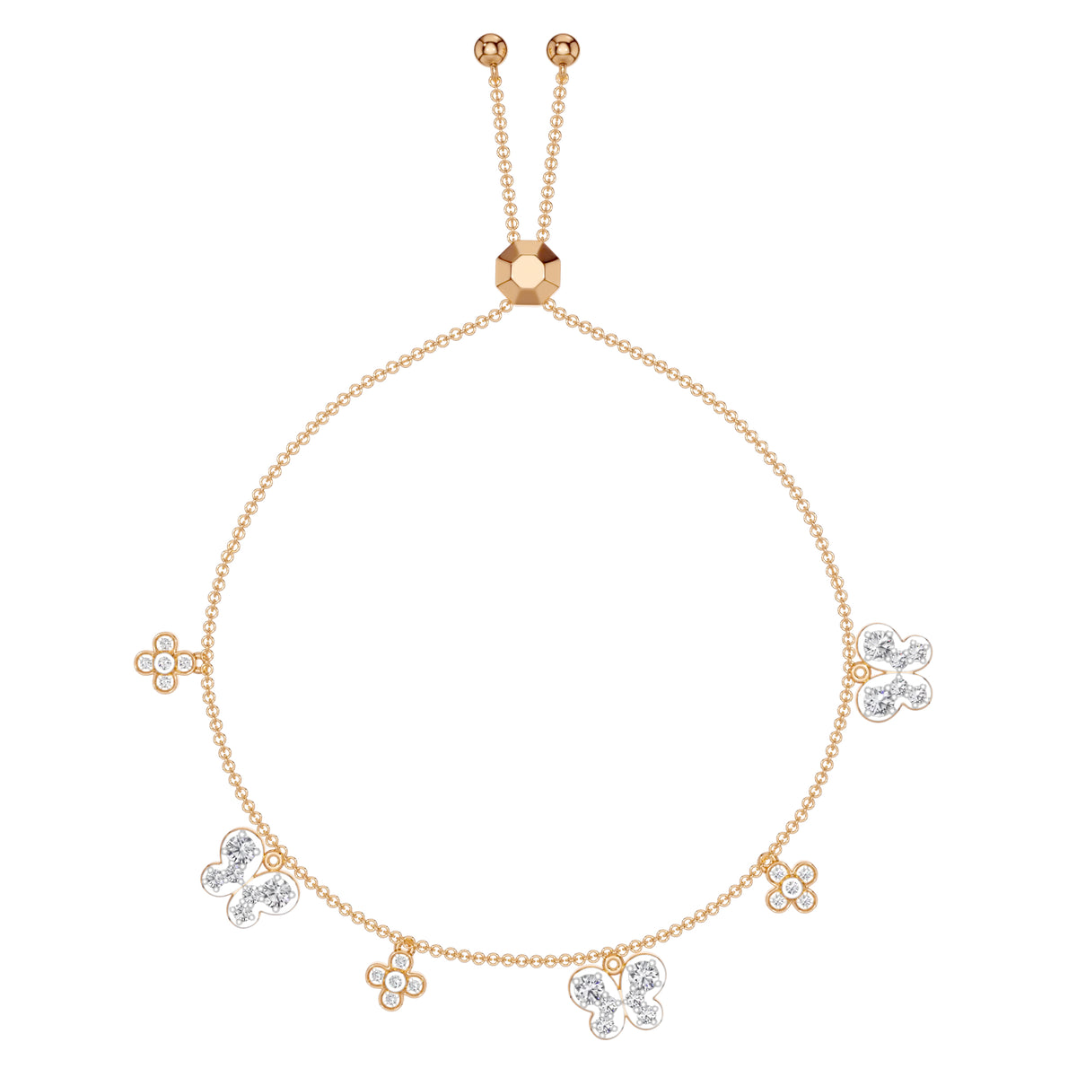 Rose Gold 1Ct Dangle Charm Round Lab Grown Diamond Zanvix Bracelet