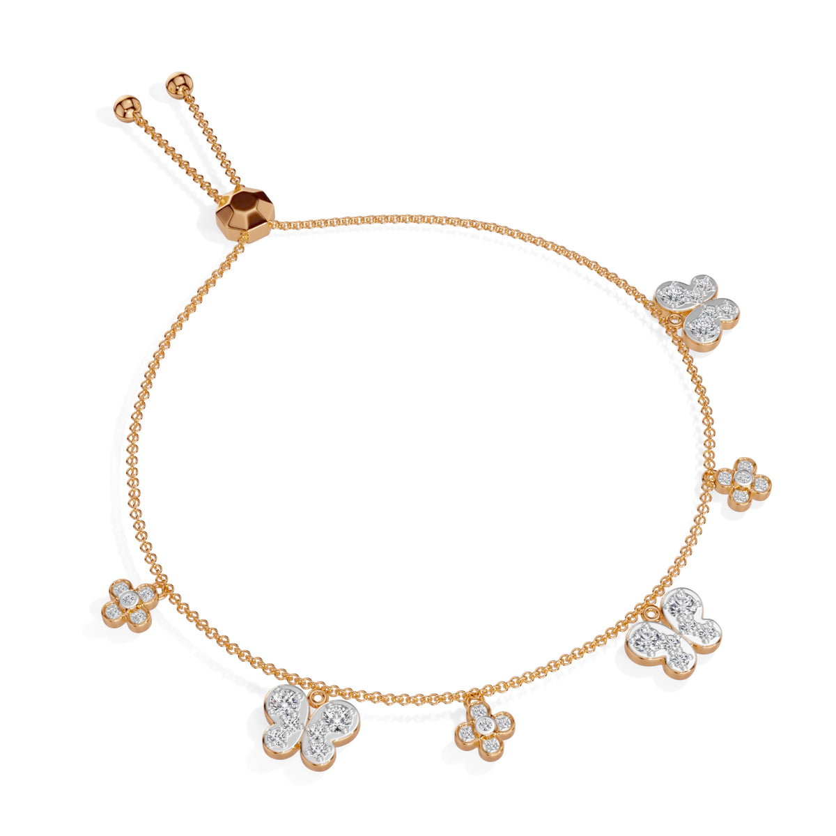 Rose Gold 1Ct Dangle Charm Round Lab Grown Diamond Zanvix Bracelet