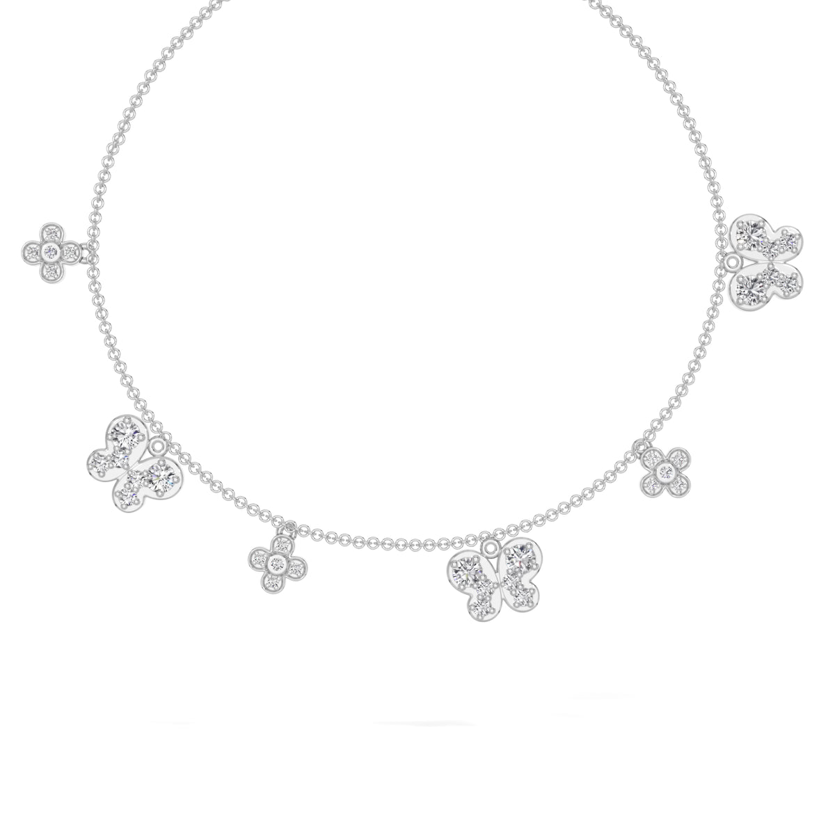 White Gold 1Ct Dangle Charm Round Lab Grown Diamond Zanvix Bracelet