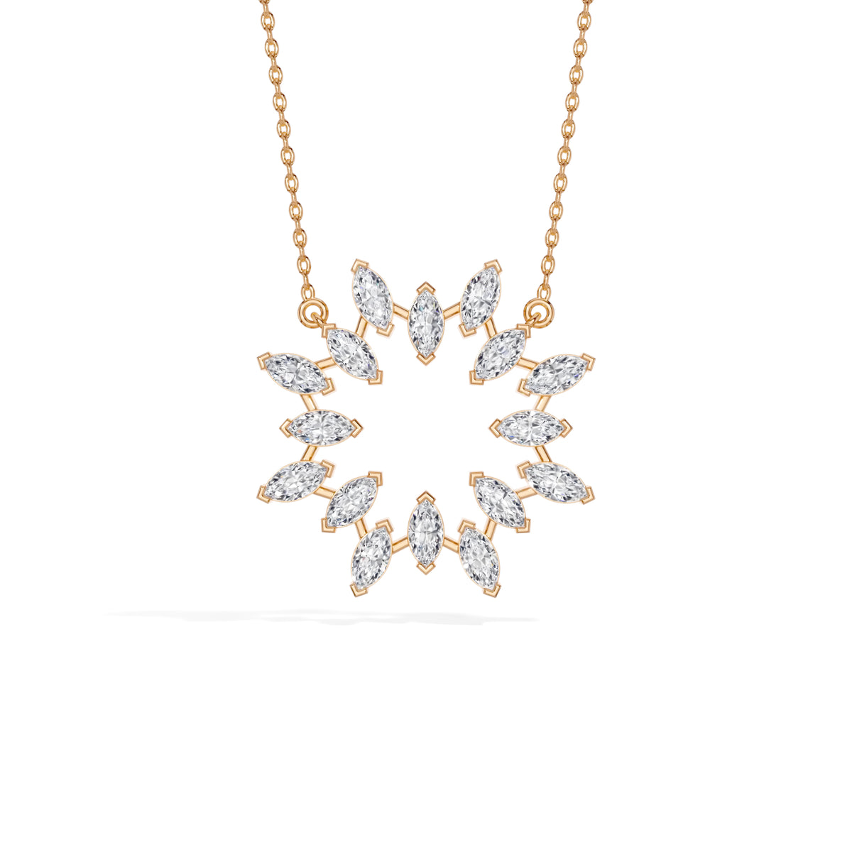 Rose Gold 1 50Ct Cluster Heart Marquise Lab Grown Diamond Korena Pendant