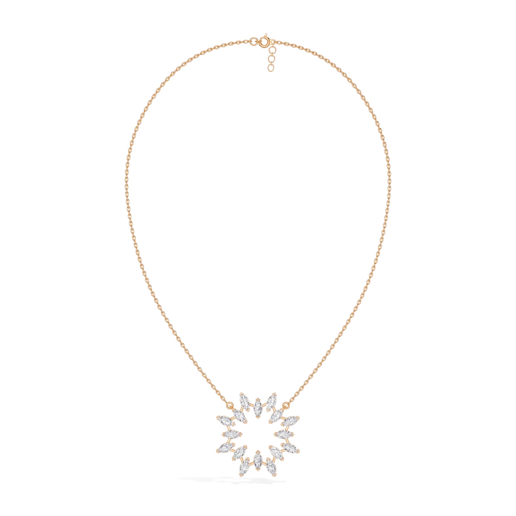 Rose Gold 1 50Ct Cluster Heart Marquise Lab Grown Diamond Korena Pendant