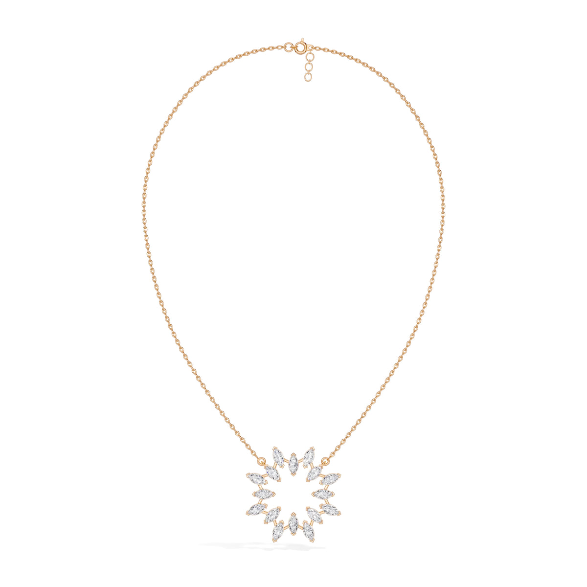 Rose Gold 1 50Ct Cluster Heart Marquise Lab Grown Diamond Korena Pendant