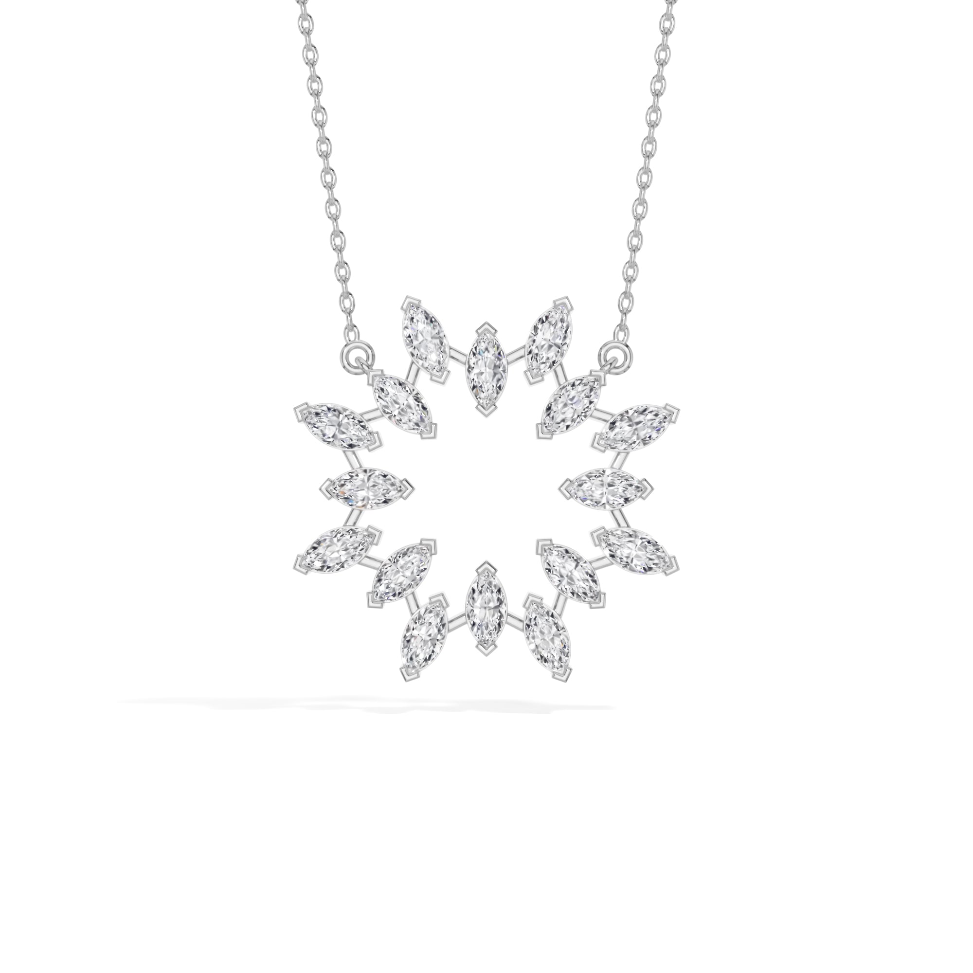 White Gold 1 50Ct Cluster Heart Marquise Lab Grown Diamond Korena Pendant
