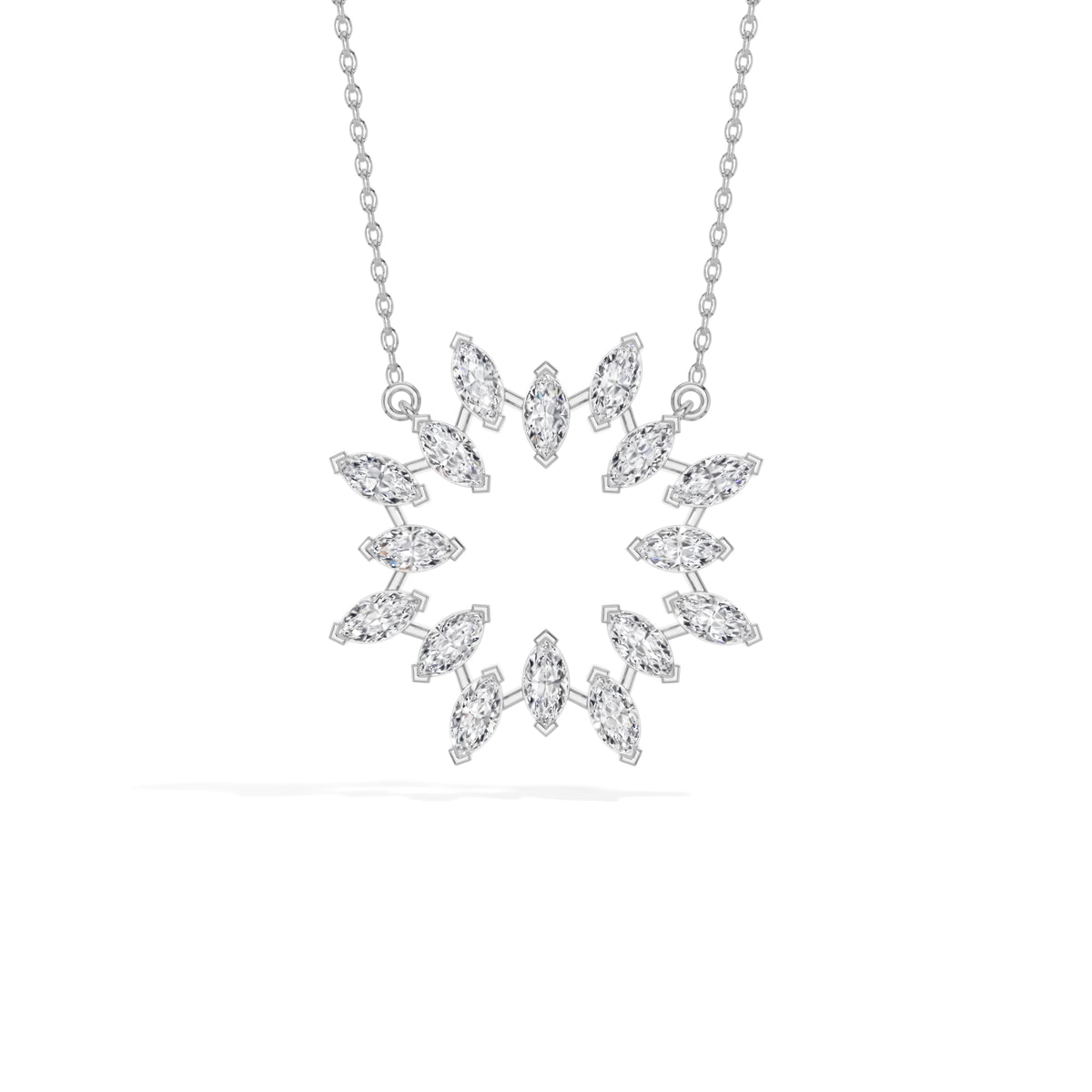 White Gold 1 50Ct Cluster Heart Marquise Lab Grown Diamond Korena Pendant