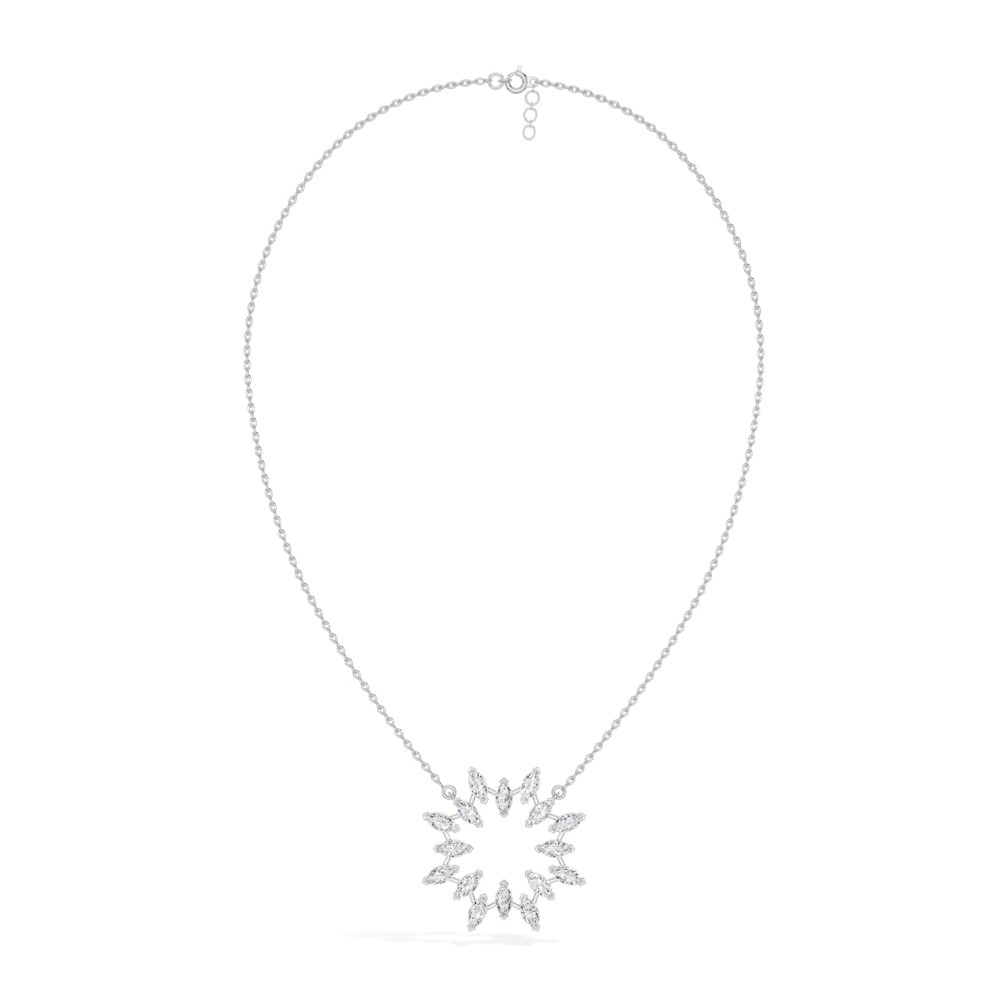 White Gold 1 50Ct Cluster Heart Marquise Lab Grown Diamond Korena Pendant