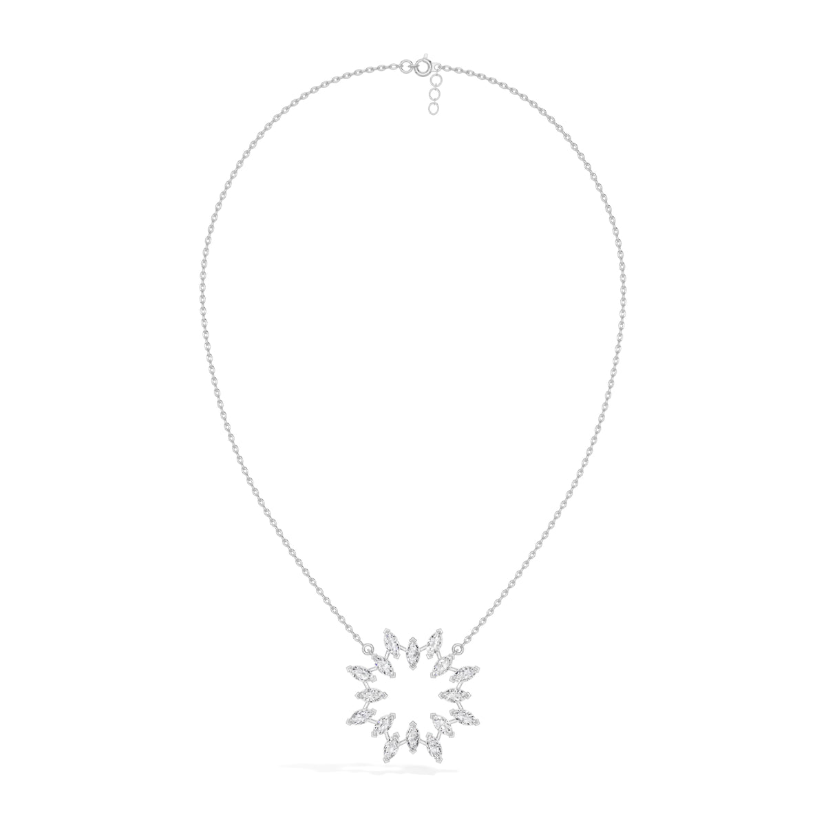 White Gold 1 50Ct Cluster Heart Marquise Lab Grown Diamond Korena Pendant