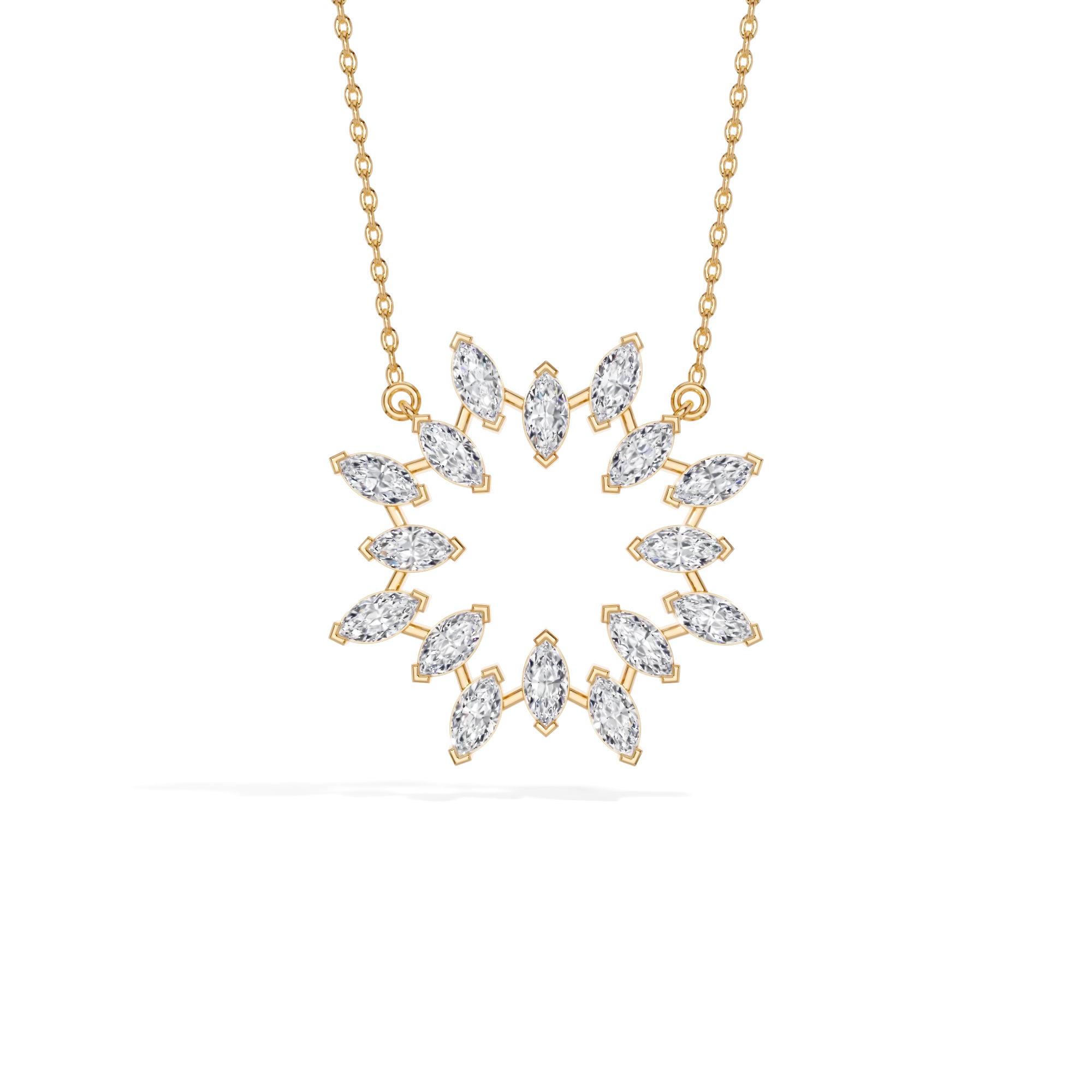 Yellow Gold 1 50Ct Cluster Heart Marquise Lab Grown Diamond Korena Pendant
