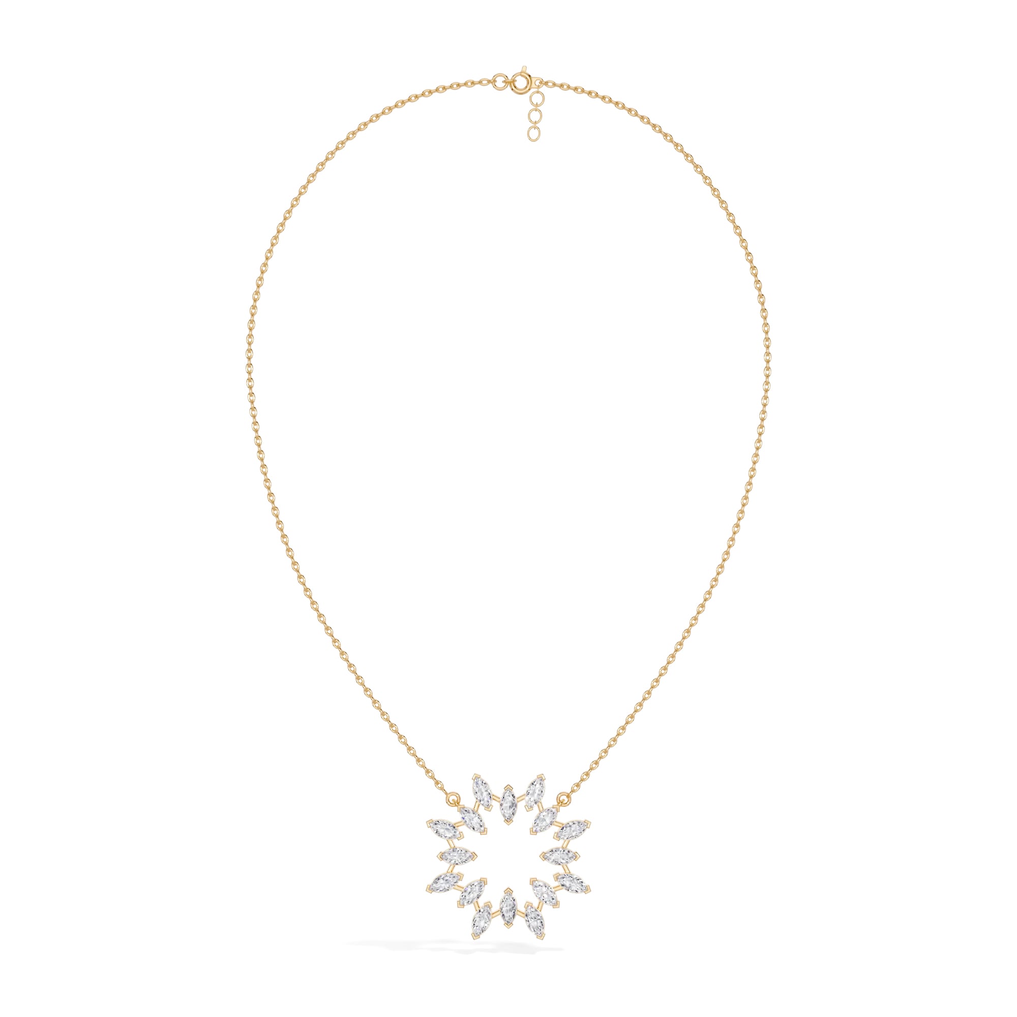 Yellow Gold 1 50Ct Cluster Heart Marquise Lab Grown Diamond Korena Pendant