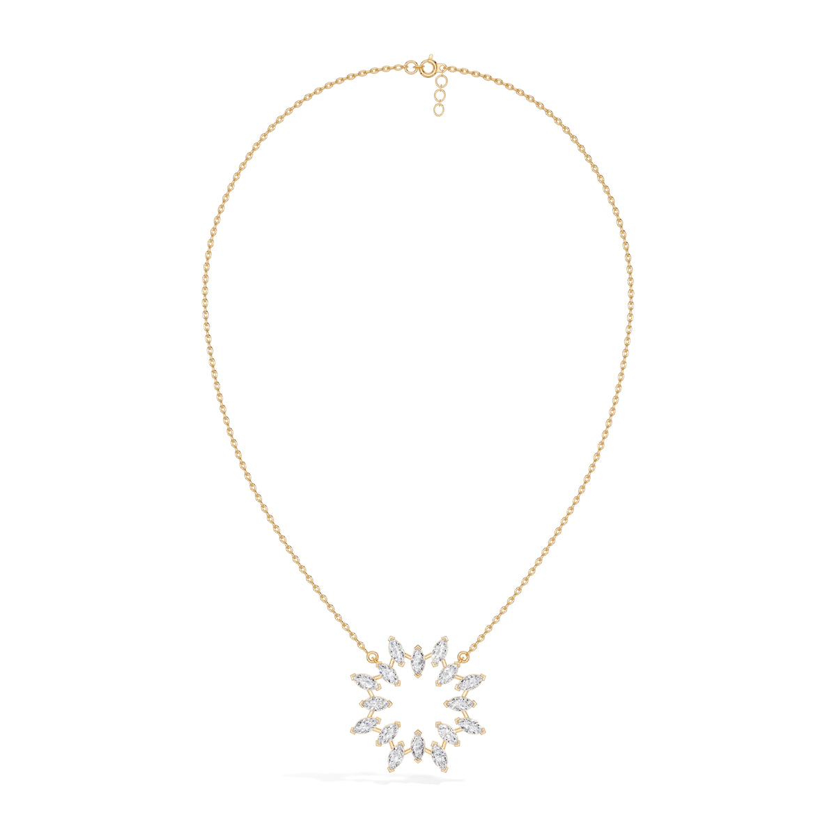 Yellow Gold 1 50Ct Cluster Heart Marquise Lab Grown Diamond Korena Pendant