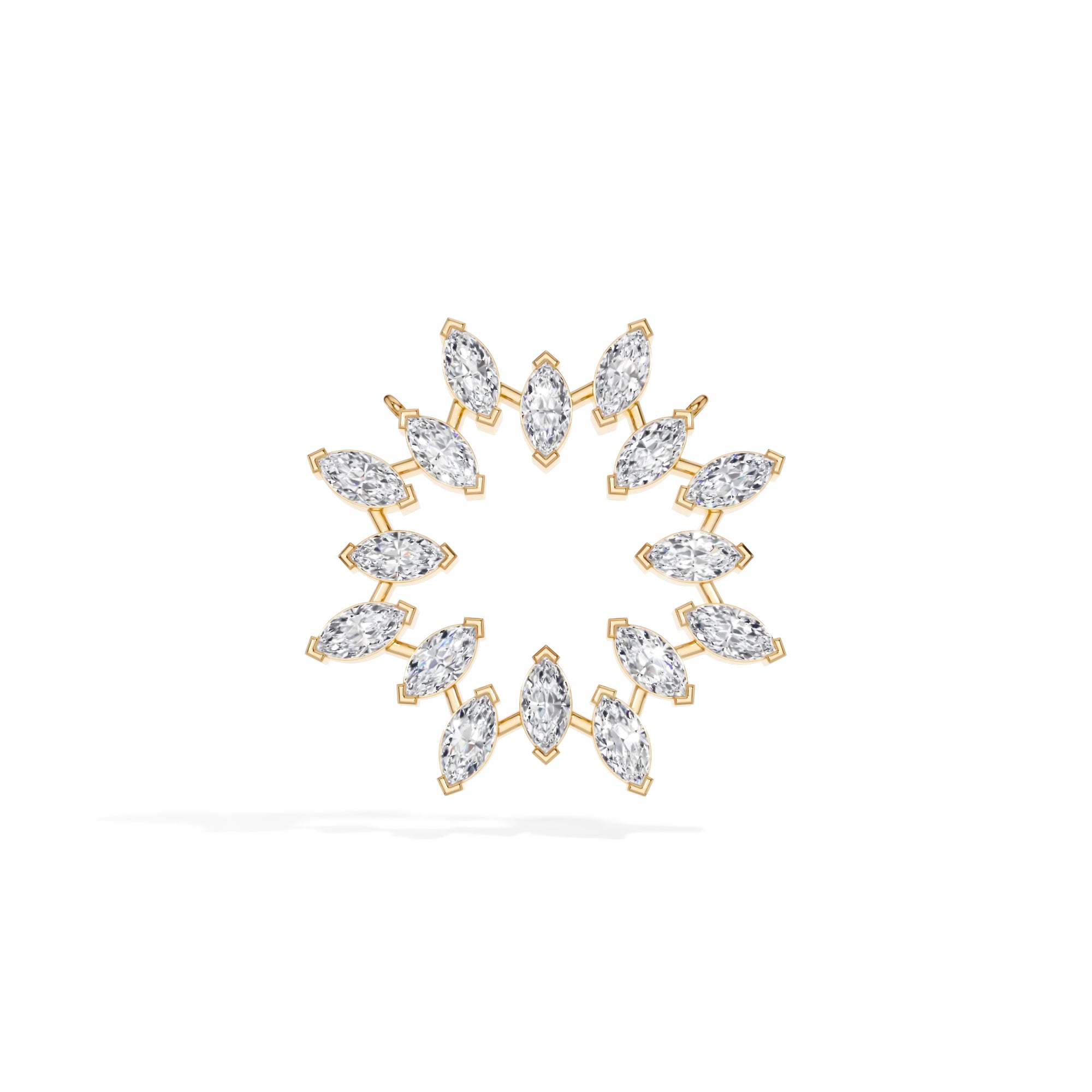 Yellow Gold 1 50Ct Cluster Heart Marquise Lab Grown Diamond Korena Pendant