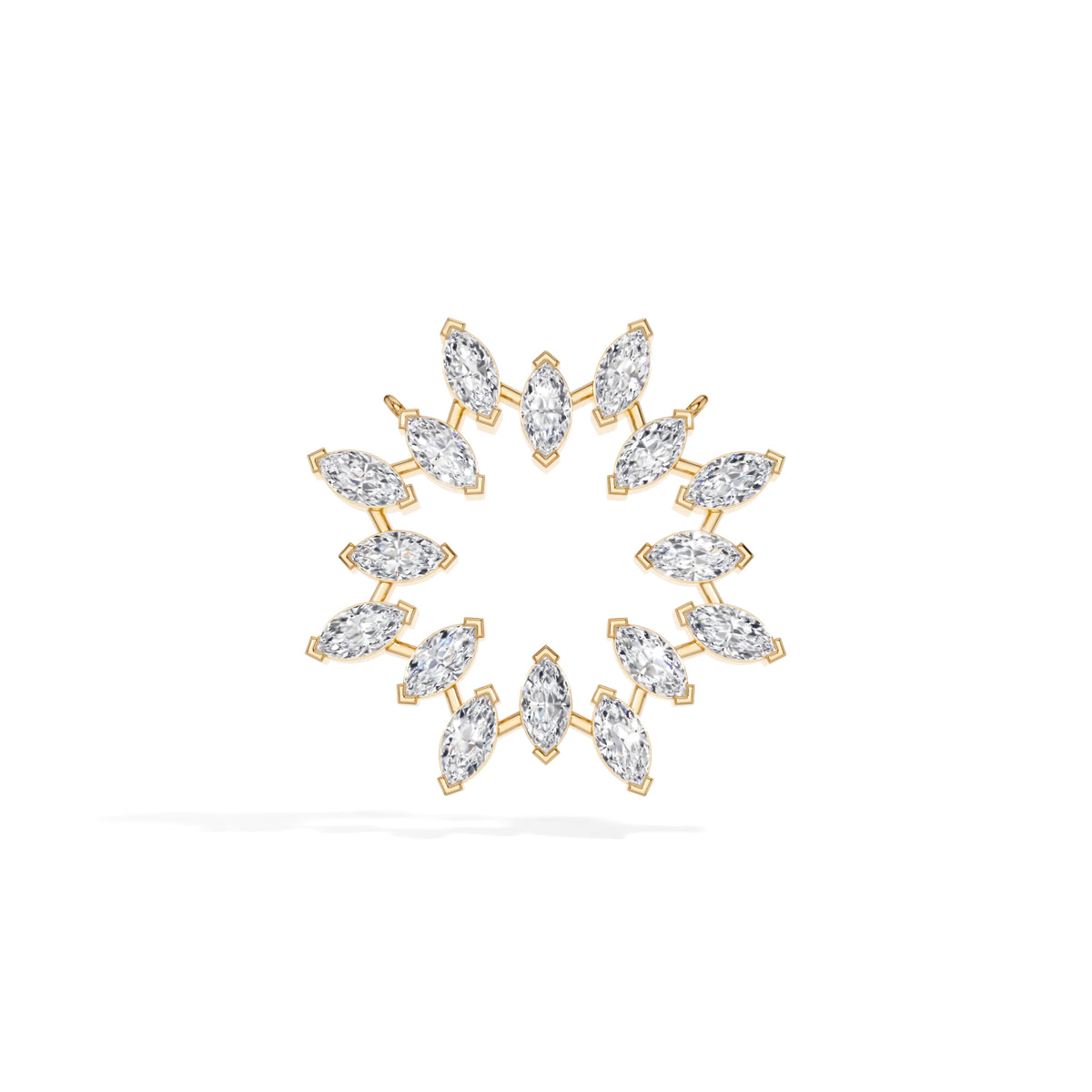 Yellow Gold 1 50Ct Cluster Heart Marquise Lab Grown Diamond Korena Pendant