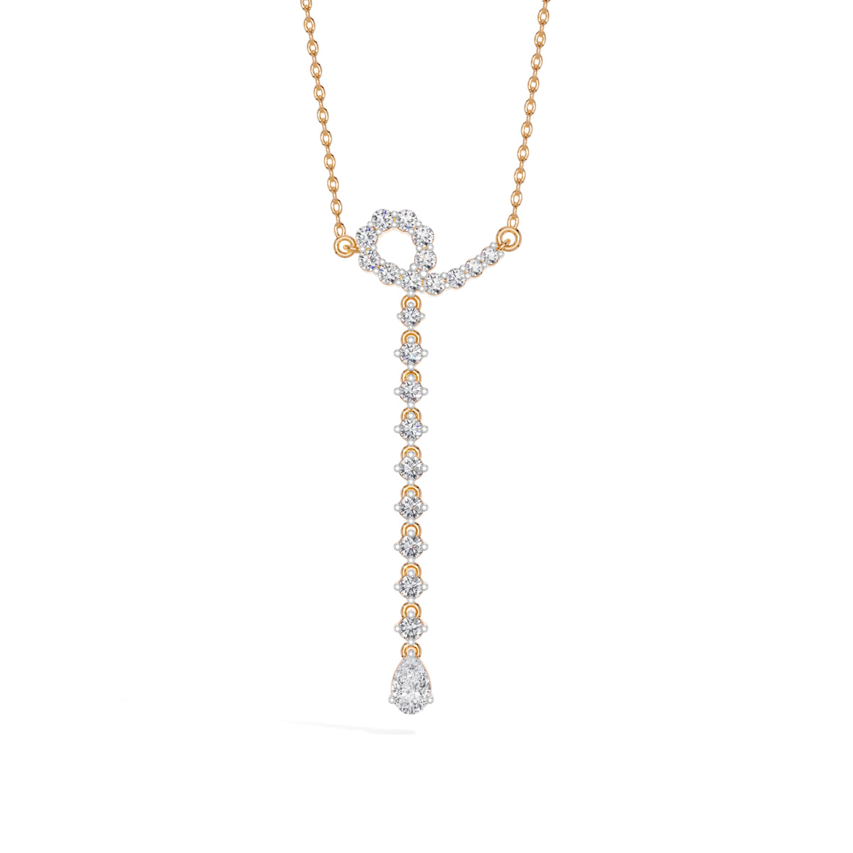 Rose Gold 1Ct Halo Drop Round Lab Grown Diamond Arvion Pendant