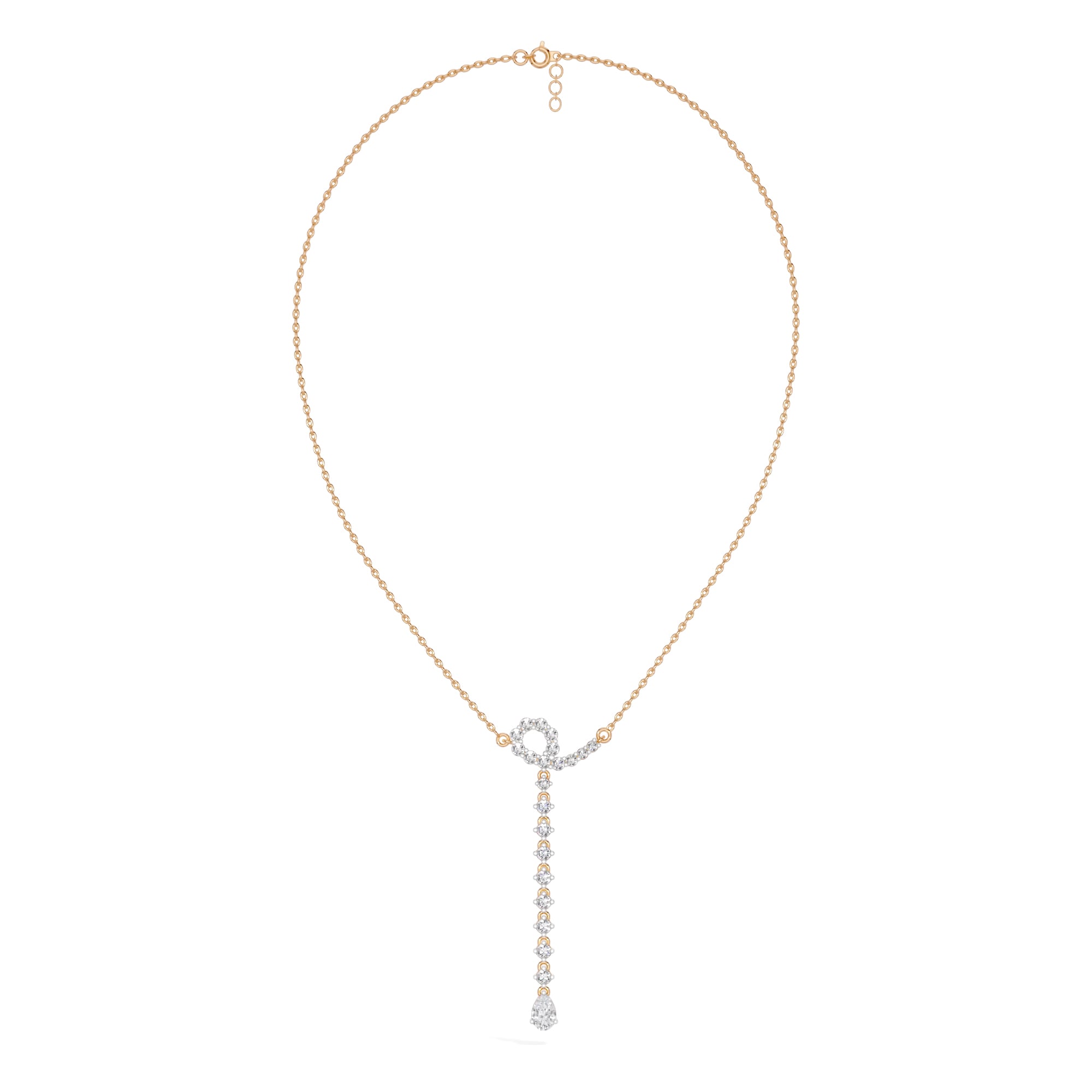 Rose Gold 1Ct Halo Drop Round Lab Grown Diamond Arvion Pendant