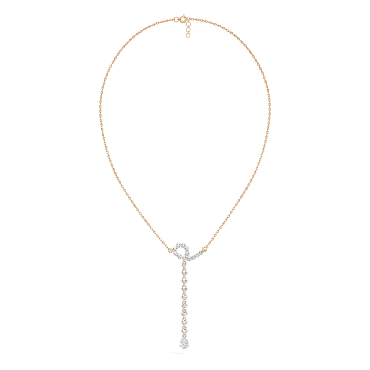 Rose Gold 1Ct Halo Drop Round Lab Grown Diamond Arvion Pendant