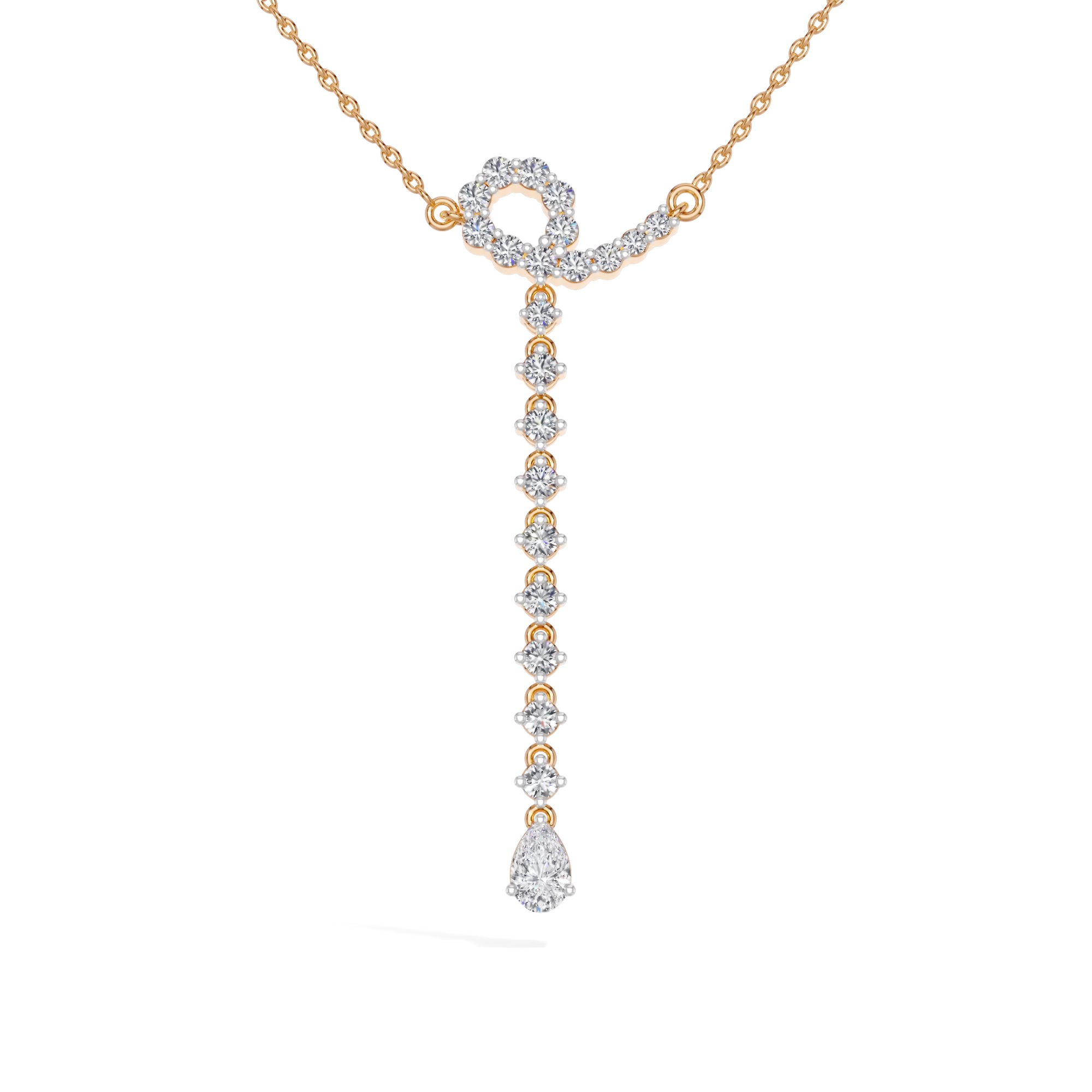 Rose Gold 1Ct Halo Drop Round Lab Grown Diamond Arvion Pendant