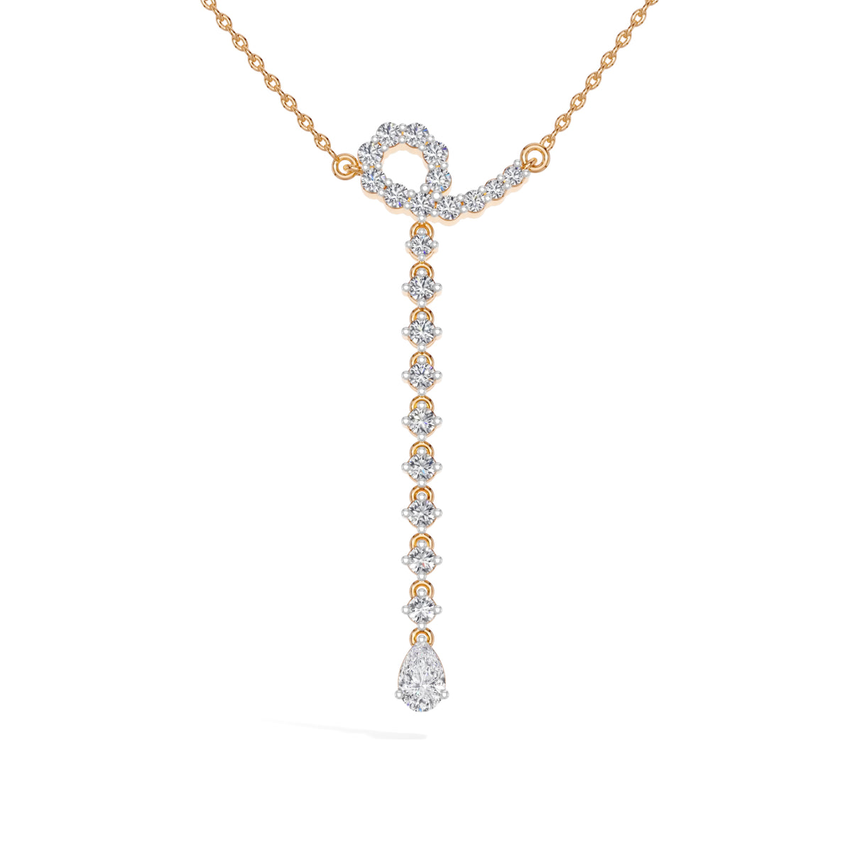 Rose Gold 1Ct Halo Drop Round Lab Grown Diamond Arvion Pendant