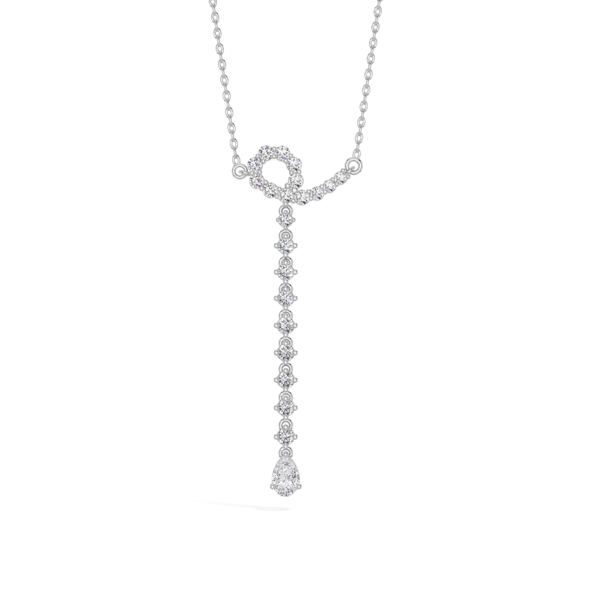 White Gold 1Ct Halo Drop Round Lab Grown Diamond Arvion Pendant