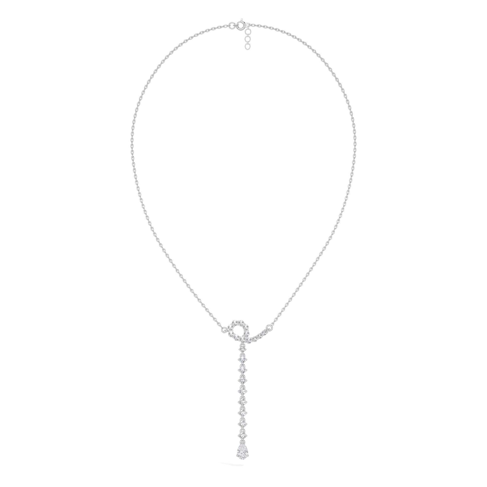 White Gold 1Ct Halo Drop Round Lab Grown Diamond Arvion Pendant