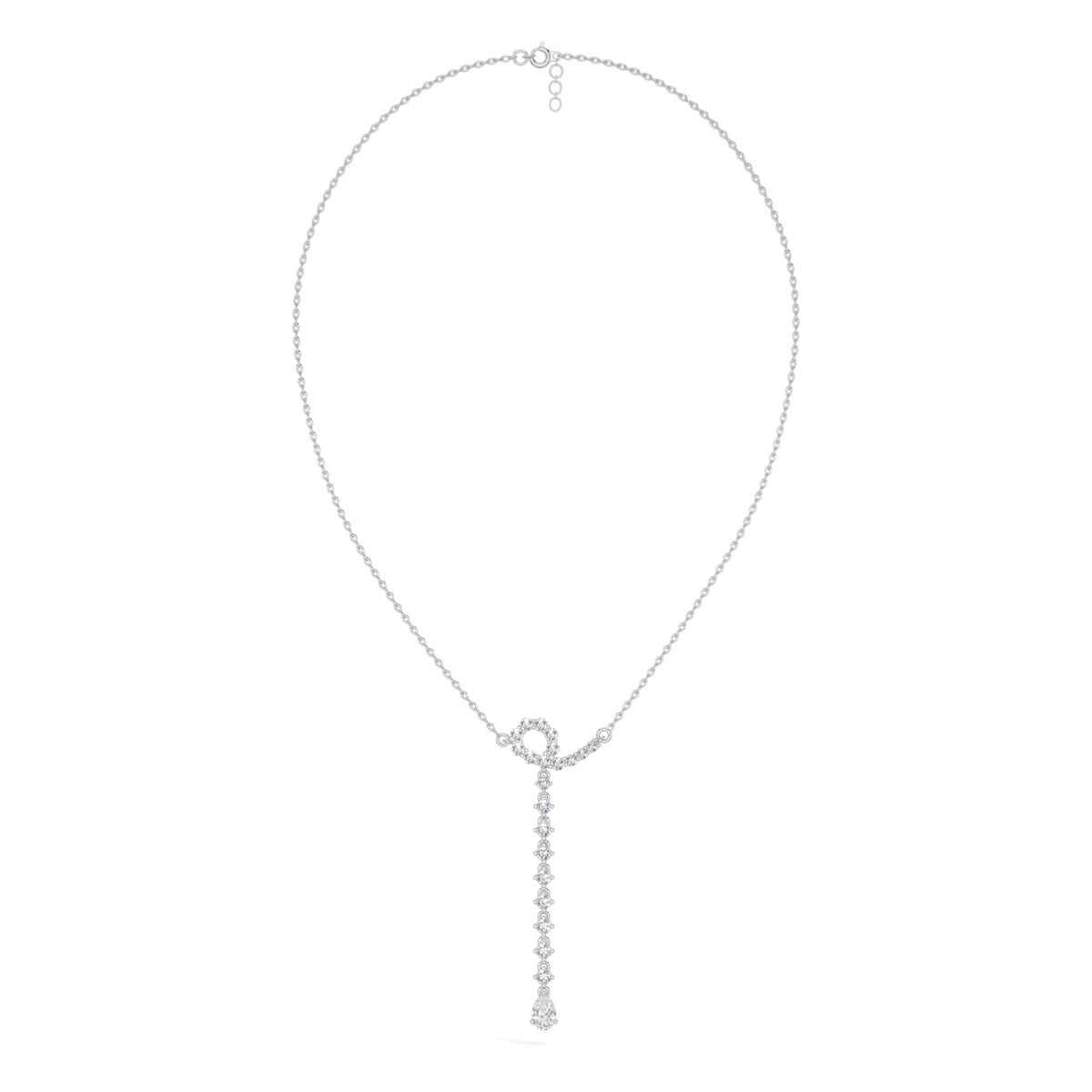 White Gold 1Ct Halo Drop Round Lab Grown Diamond Arvion Pendant