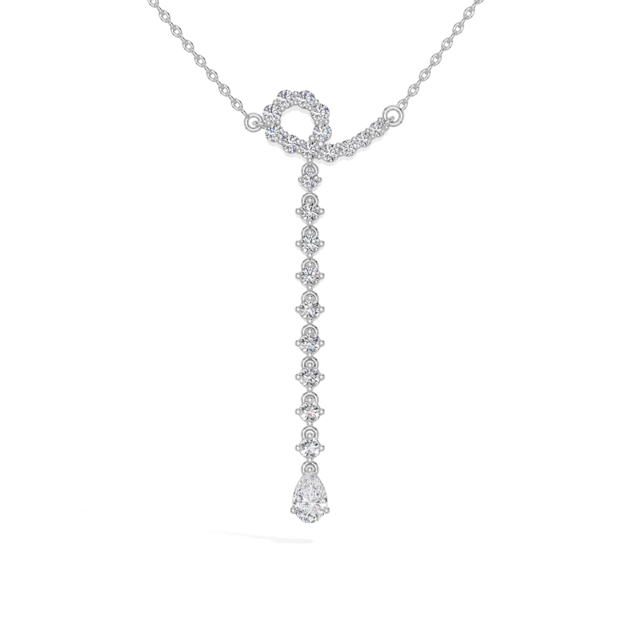 White Gold 1Ct Halo Drop Round Lab Grown Diamond Arvion Pendant