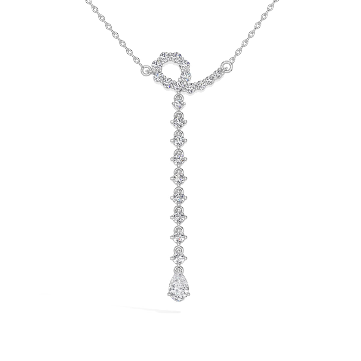 White Gold 1Ct Halo Drop Round Lab Grown Diamond Arvion Pendant