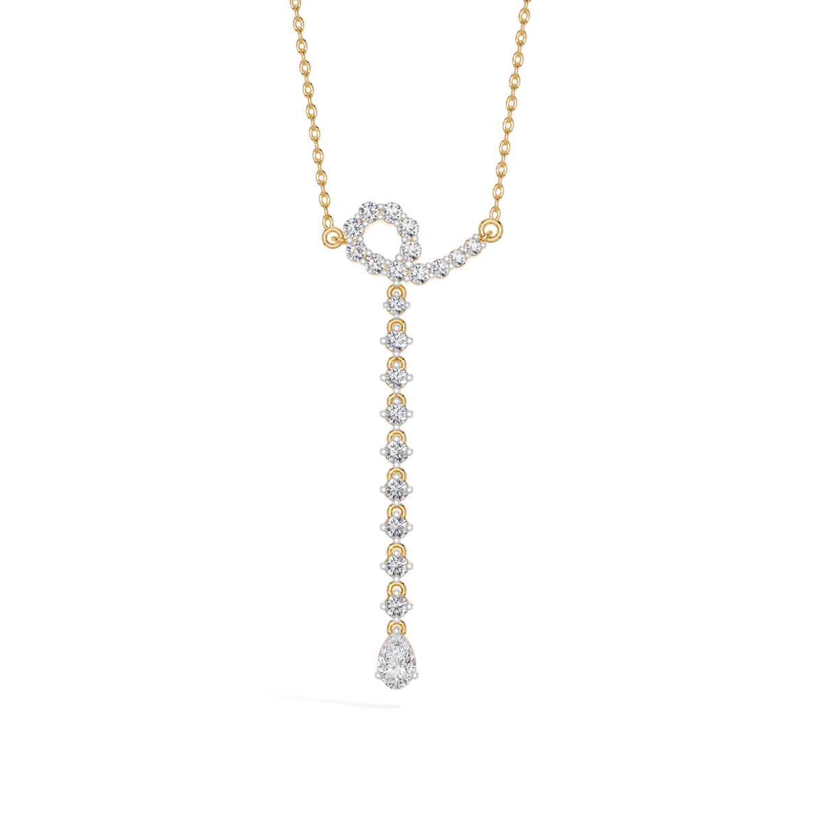 Yellow Gold 1Ct Halo Drop Round Lab Grown Diamond Arvion Pendant