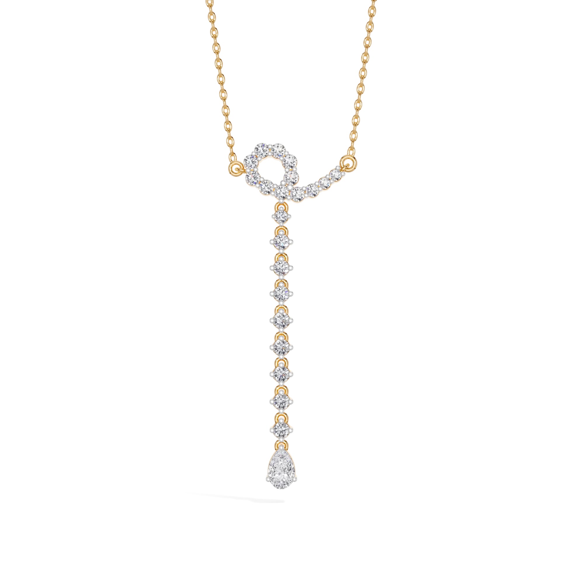 Yellow Gold 1Ct Halo Drop Round Lab Grown Diamond Arvion Pendant