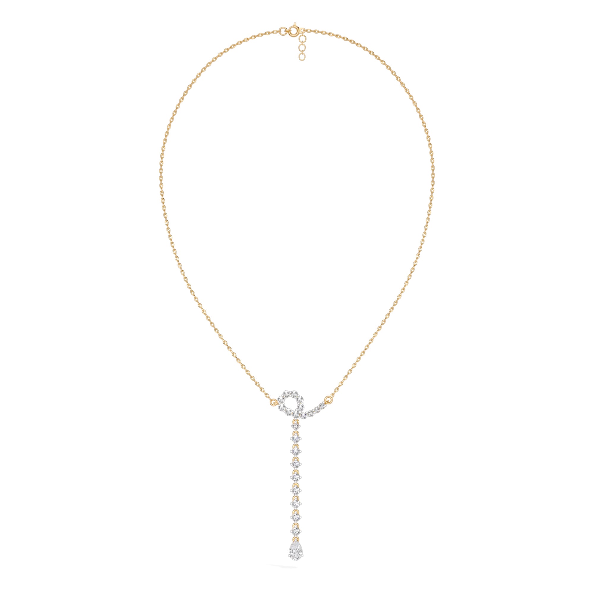 Yellow Gold 1Ct Halo Drop Round Lab Grown Diamond Arvion Pendant