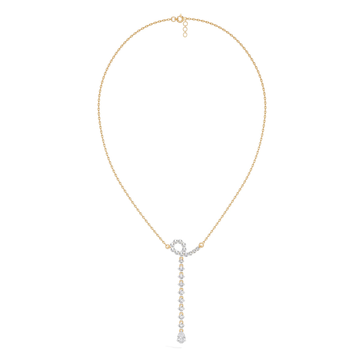 Yellow Gold 1Ct Halo Drop Round Lab Grown Diamond Arvion Pendant