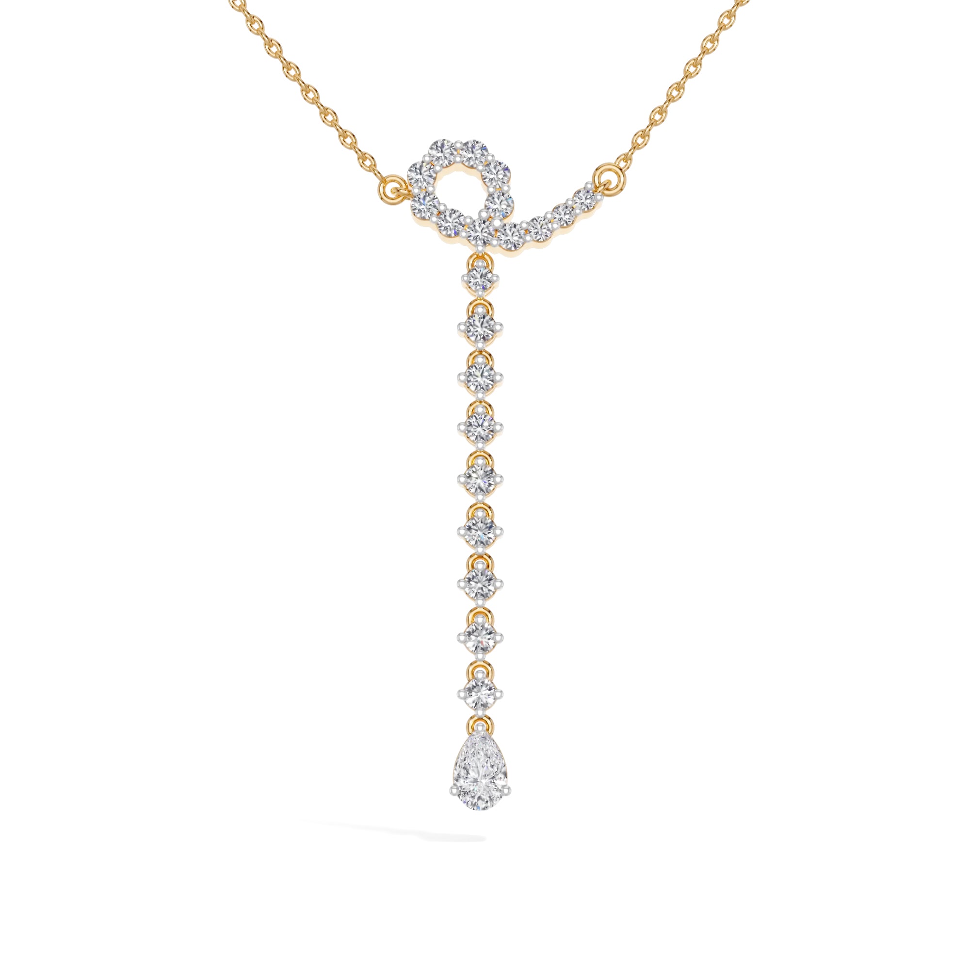 Yellow Gold 1Ct Halo Drop Round Lab Grown Diamond Arvion Pendant