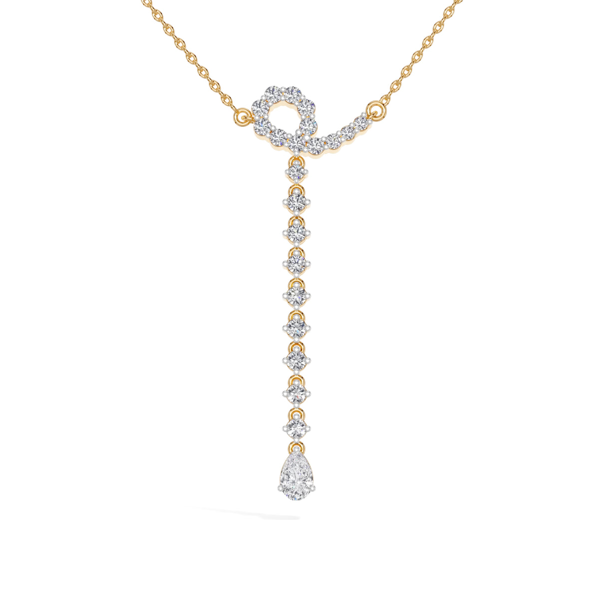 Yellow Gold 1Ct Halo Drop Round Lab Grown Diamond Arvion Pendant