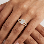 Gold 1Ct Pave Split Shank Setting Solitaire Design Radiant Round Lab Grown Diamond Jace Ring