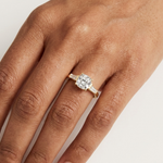Gold 1Ct Three Stone Cushion Tapered Baguette Lab Grown Diamond Jayne Ring