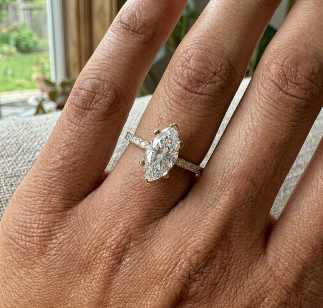 Gold 2Ct Marquise Cut Pave Lab Grown Diamond Jeselle Ring