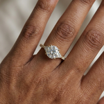 Gold 1Ct Kairi Round Solitaire Lab Grown Diamond Trilliant Side Stone Ring