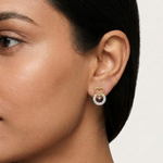 Gold Pave Heart Round Lab Grown Diamond Kalyra Earring